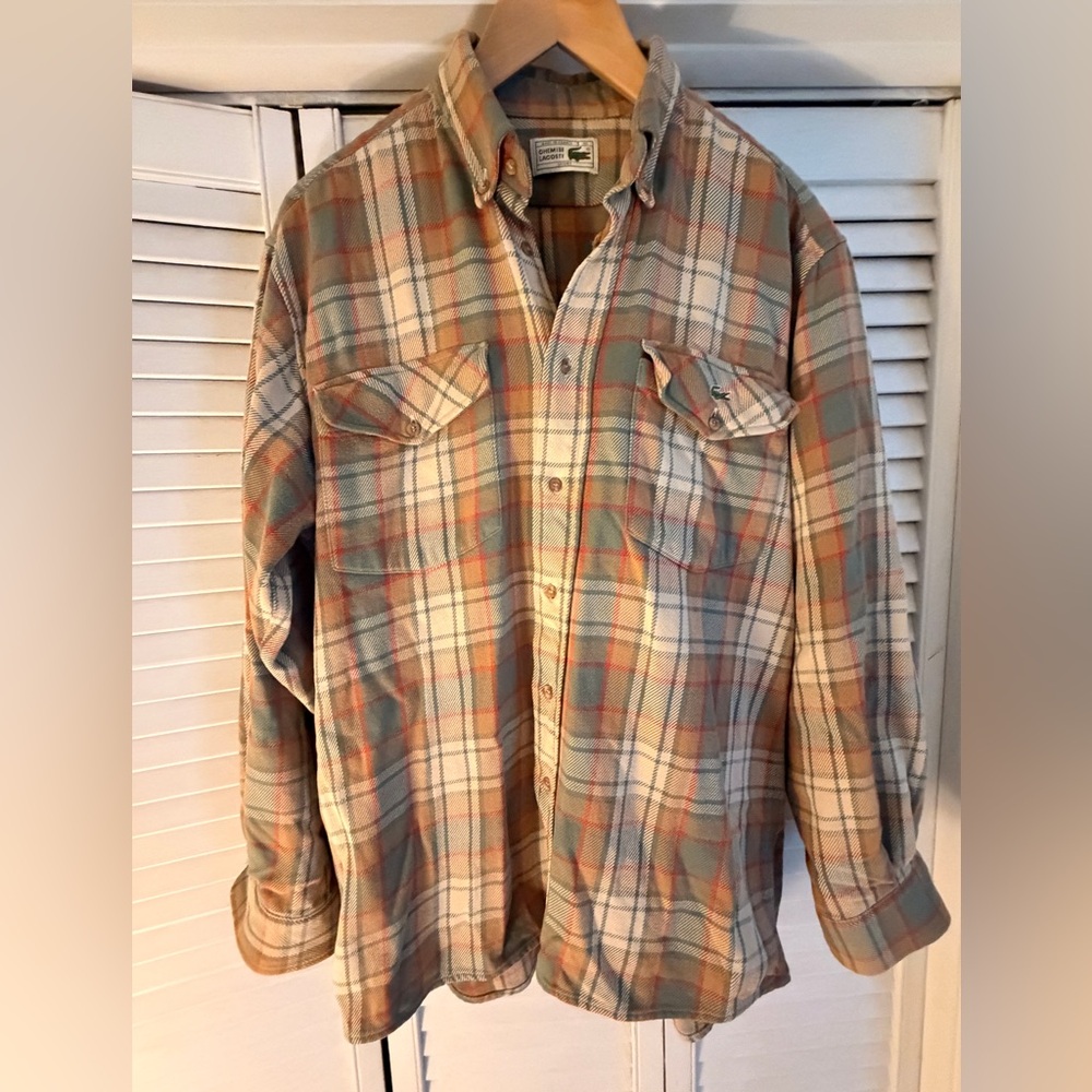 Lacoste Green Plaid Flannel Shirt NWOT